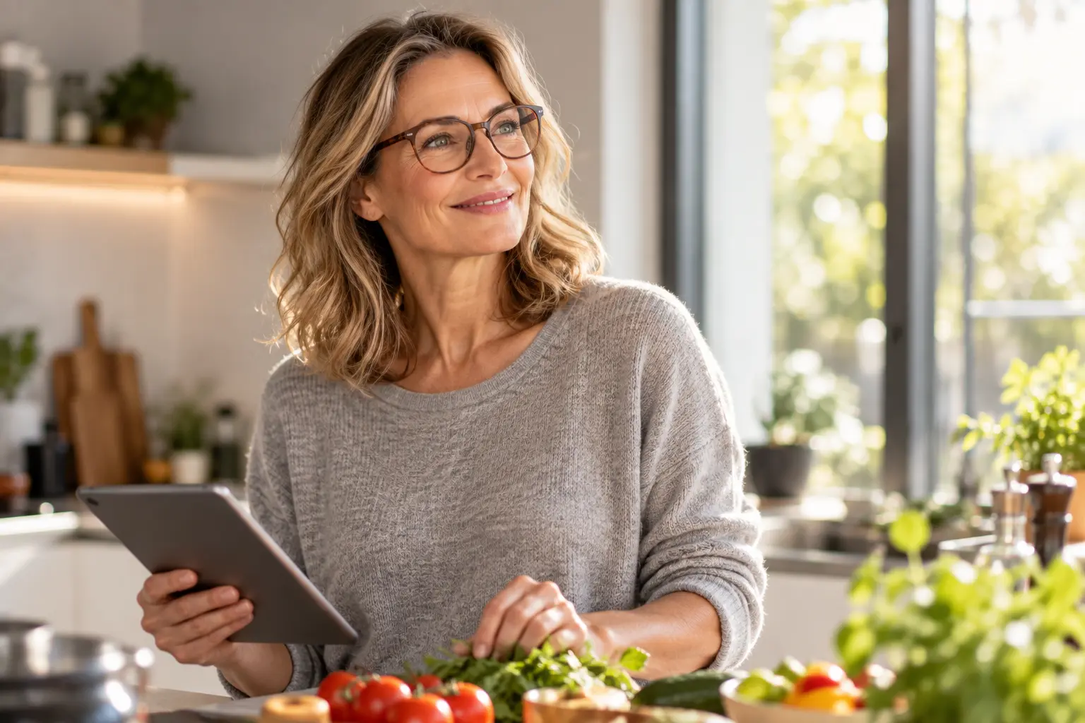Woman wearing varifocals in everyday life